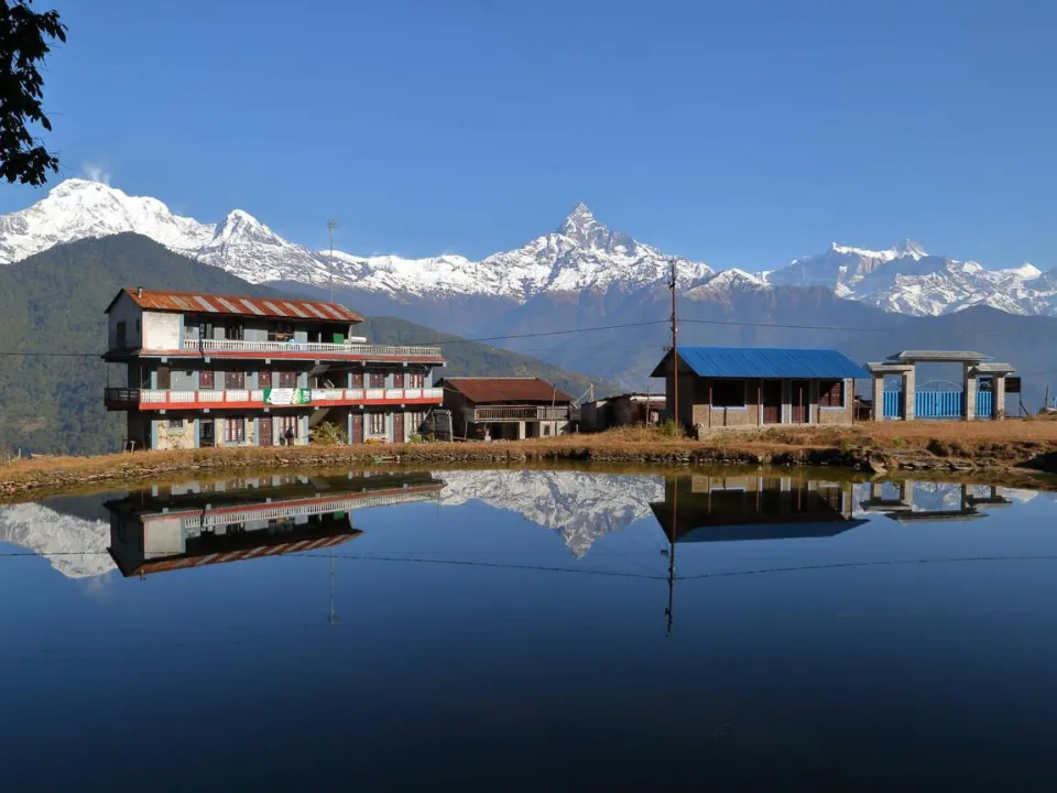 Machapuchare peak near Dhampus village, Annapurna foothills, Pokhara, Nepal